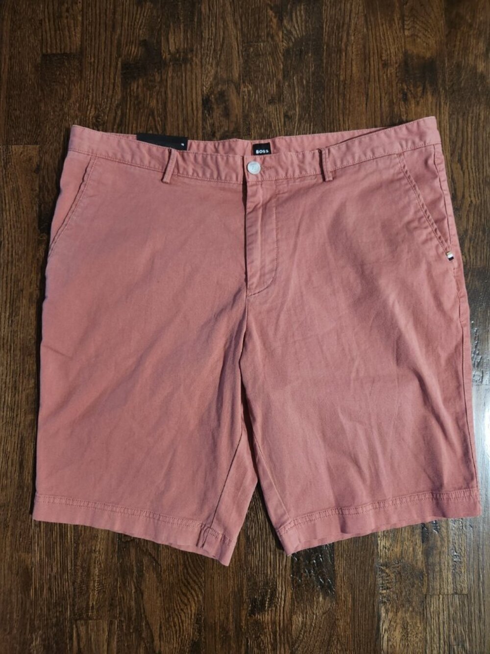 BOSS Slice Stretch Cotton Shorts Men’s 38R Slim Fit Salmon Pink New